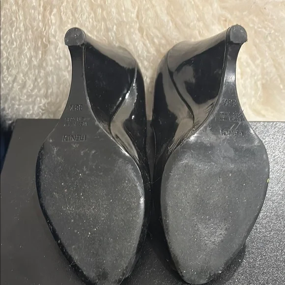 Fendi Black Patent Leather Peep-Toe Mary Jane Heels - Picture 5 of 7